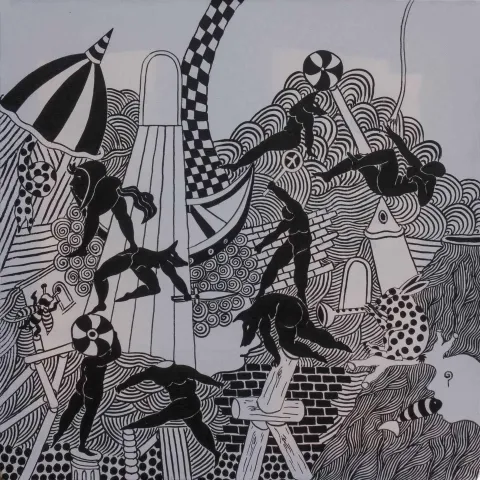 "İlkel Benlik Serisi" eseri NECMİ GÜRSELER tarafından 2018 yılında 30x30 cm ölçülerinde Tuval üzeri yağlı boya tekniği ile yapılmıştır.
