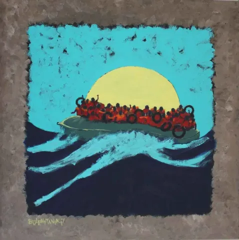 "Candenizi" eseri BÜLENT TANIK tarafından 50x50 cm ölçülerinde Bez Kaplı Duralit üzeri Akrilik tekniği ile yapılmıştır.