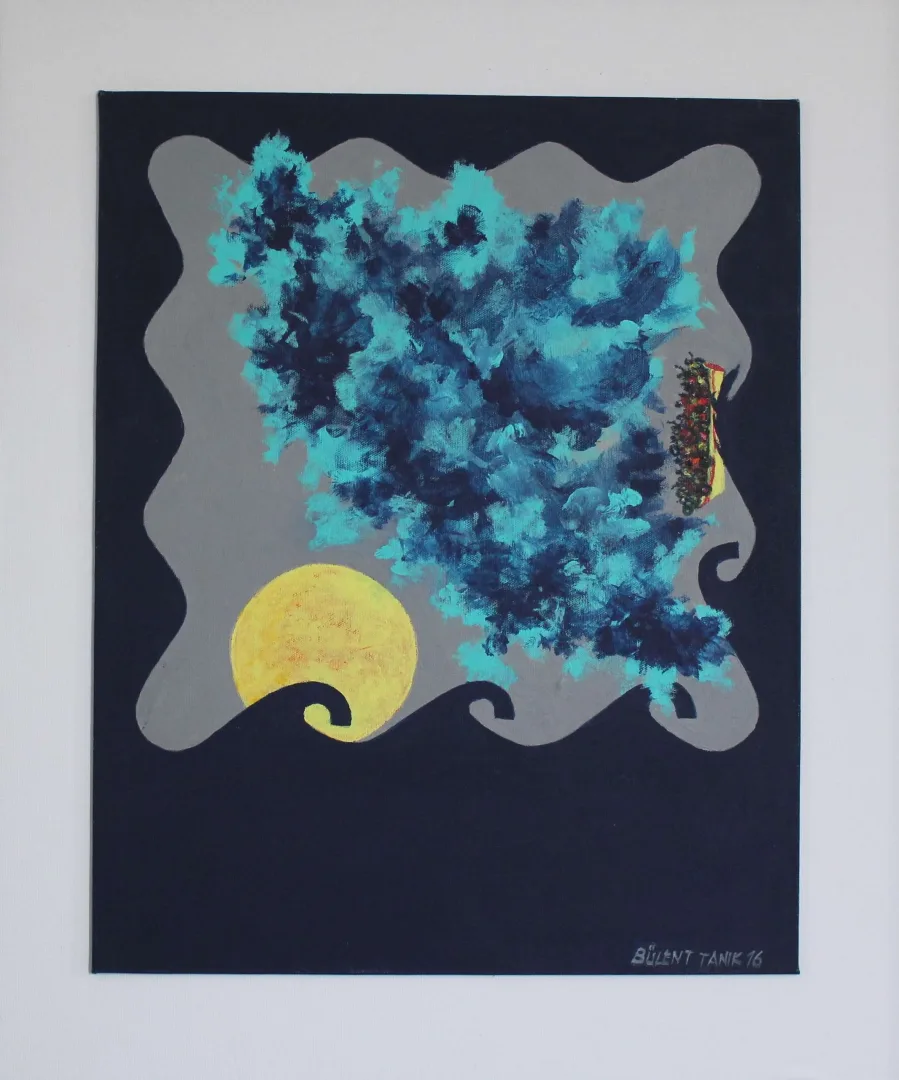 yakınlaştır "Güneşe Yolculuk" eseri BÜLENT TANIK tarafından 40x50 cm ölçülerinde Bez Kaplı Duralit üzeri Akrilik tekniği ile yapılmıştır.