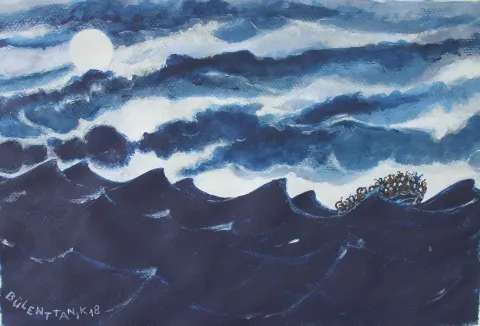 BÜLENT TANIK — “Heey-8” "Heey-8" eseri BÜLENT TANIK tarafından 32x47 cm ölçülerinde Karton üzeri akrilik boya tekniği ile yapılmıştır.