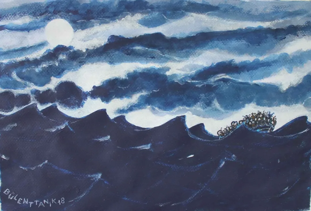yakınlaştır "Heey-8" eseri BÜLENT TANIK tarafından 32x47 cm ölçülerinde Karton üzeri akrilik boya tekniği ile yapılmıştır.