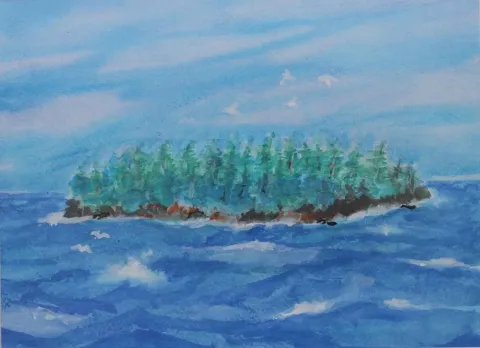 BÜLENT TANIK — “Plastik adası” "Plastik adası" eseri BÜLENT TANIK tarafından 23x17 cm ölçülerinde Karton üzeri akrilik boya tekniği ile yapılmıştır.