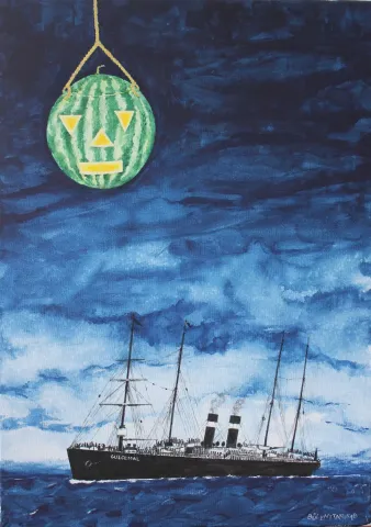"Gülcemal" eseri BÜLENT TANIK tarafından 50x70 cm ölçülerinde Bez Tuval üzeri Akrilik tekniği ile yapılmıştır.