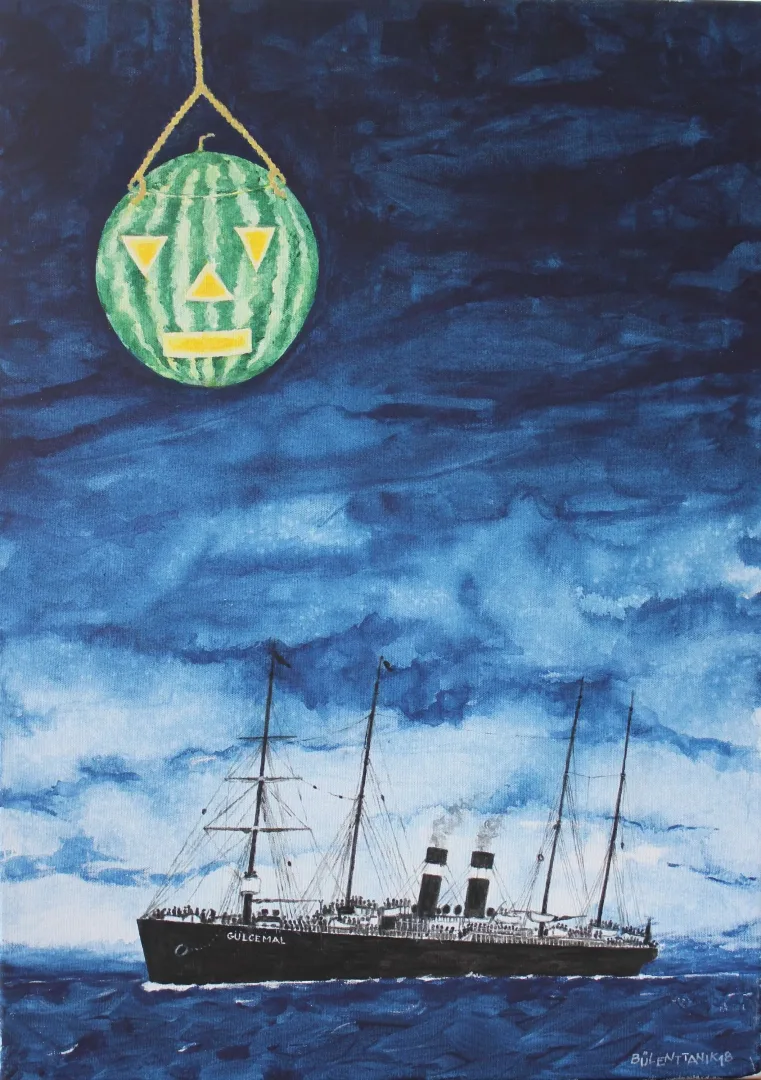 "Gülcemal" eseri BÜLENT TANIK tarafından 50x70 cm ölçülerinde Bez Tuval üzeri Akrilik tekniği ile yapılmıştır.