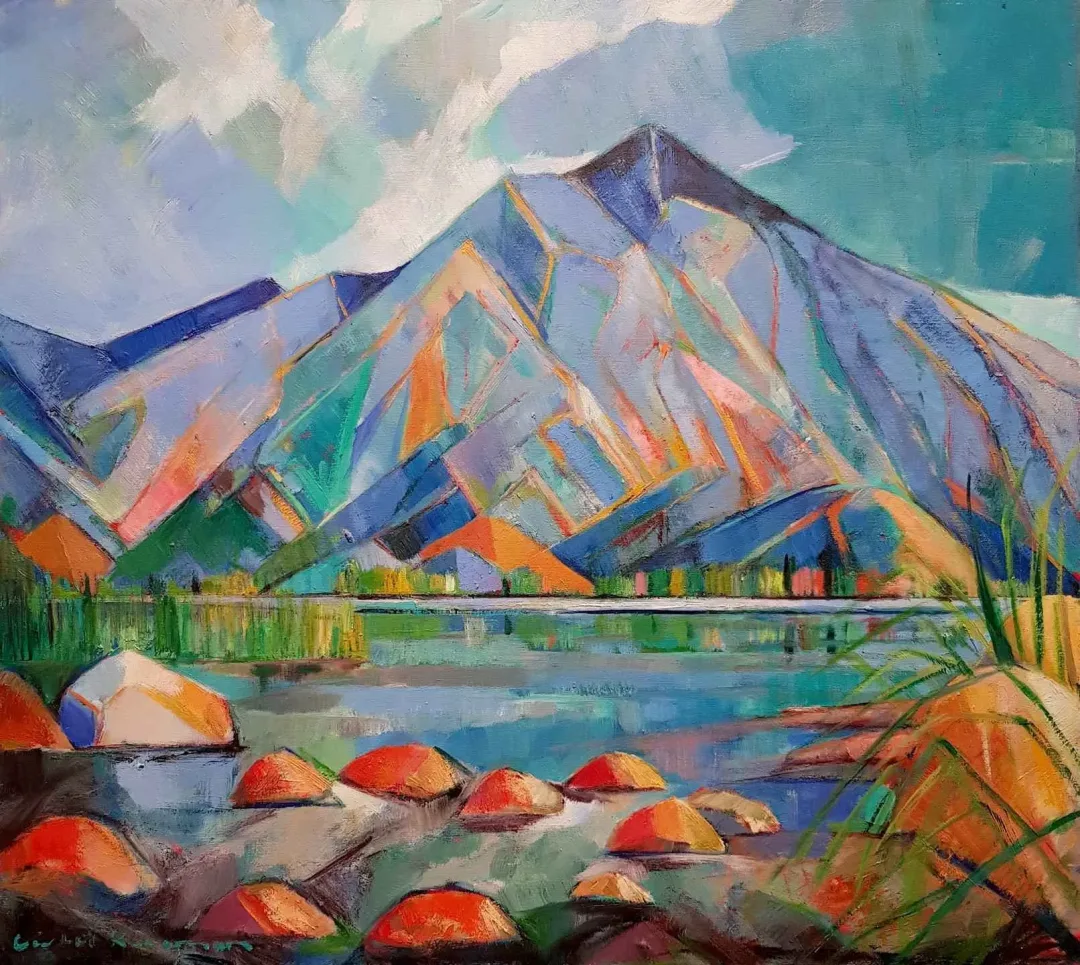 yakınlaştır "Mavi Dağ" eseri CEVDET KOCAMAN tarafından 2012 yılında 80x85 cm ölçülerinde Tuval üzeri yağlı boya tekniği ile yapılmıştır.