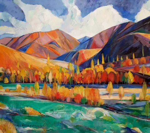 "Anadoluda Sonbahar" eseri CEVDET KOCAMAN tarafından 2012 yılında 80x85 cm ölçülerinde Tuval üzeri yağlı boya tekniği ile yapılmıştır.