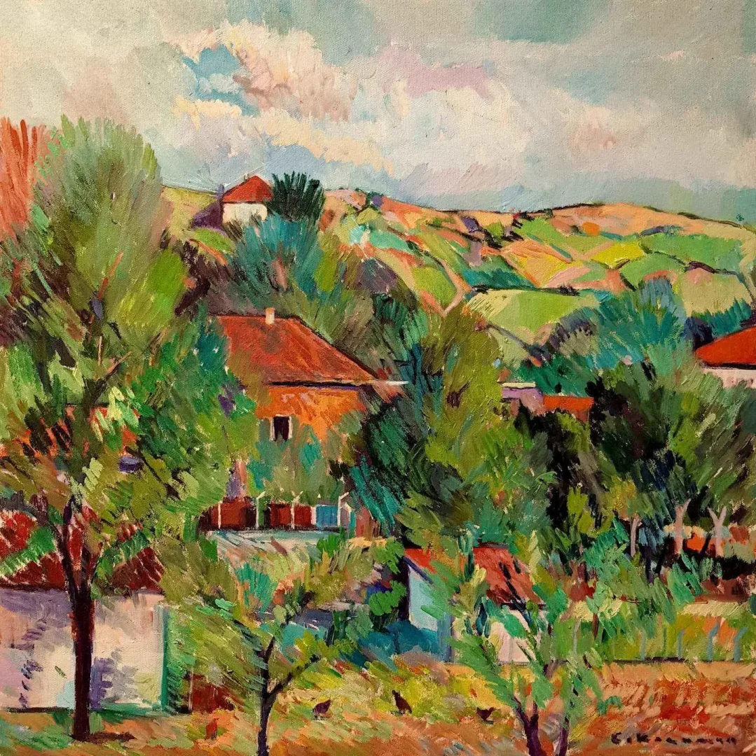 "Balabanköy" eseri CEVDET KOCAMAN tarafından 2018 yılında 60x60 cm ölçülerinde Tuval üzeri yağlı boya tekniği ile yapılmıştır.