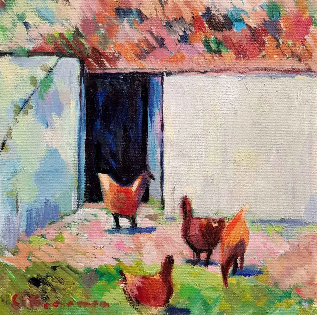 yakınlaştır "Komşunun Tavukları" eseri CEVDET KOCAMAN tarafından 2018 yılında 25x25 cm ölçülerinde Tuval üzeri yağlı boya tekniği ile yapılmıştır.