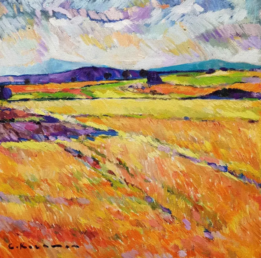 yakınlaştır "Buğday Hasadı" eseri CEVDET KOCAMAN tarafından 2018 yılında 40x40 cm ölçülerinde Tuval üzeri yağlı boya tekniği ile yapılmıştır.