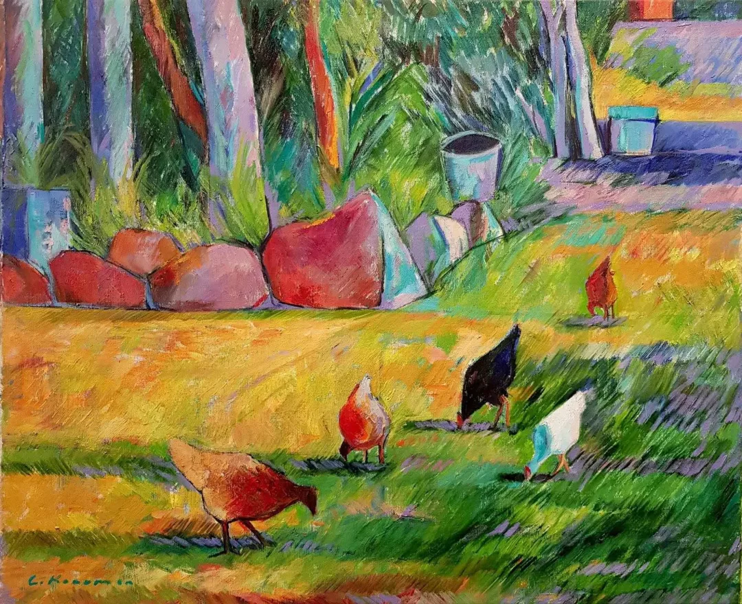 "Farilyanın Tavukları" eseri CEVDET KOCAMAN tarafından 2011 yılında 80x65 cm ölçülerinde Tuval üzeri yağlı boya tekniği ile yapılmıştır.