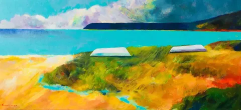 CEVDET KOCAMAN — “Sarozda Eylül”, 2016 "Sarozda Eylül" eseri CEVDET KOCAMAN tarafından 2016 yılında 55x120 cm ölçülerinde Tuval üzeri akrilik boya tekniği ile yapılmıştır.