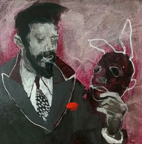 Bu eser ERCAN AYÇİÇEK tarafından 15x15 cm ölçülerinde Duralit üzeri akrilik boya tekniği ile yapılmıştır.