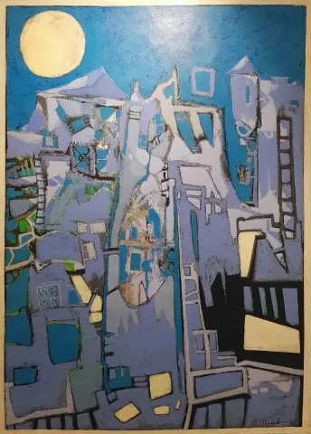 HAMİD ALİOĞLU — “Gecenin Sükutu”, 2017 "Gecenin Sükutu" eseri HAMİD ALİOĞLU tarafından 2017 yılında 170x115 cm ölçülerinde Tuval üzeri akrilik boya tekniği ile yapılmıştır.