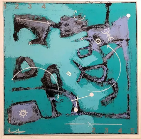 HAMİD ALİOĞLU — “Devir”, 2018 "Devir" eseri HAMİD ALİOĞLU tarafından 2018 yılında 40x40 cm ölçülerinde Tuval üzeri akrilik boya tekniği ile yapılmıştır.
