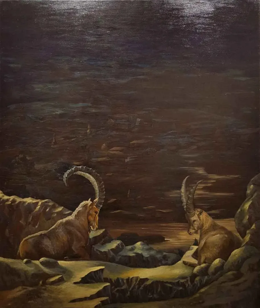 yakınlaştır "İsimsiz" eseri HASAN MİRZA tarafından 2017 yılında 140x120 cm ölçülerinde Tuval üzeri yağlı boya tekniği ile yapılmıştır.