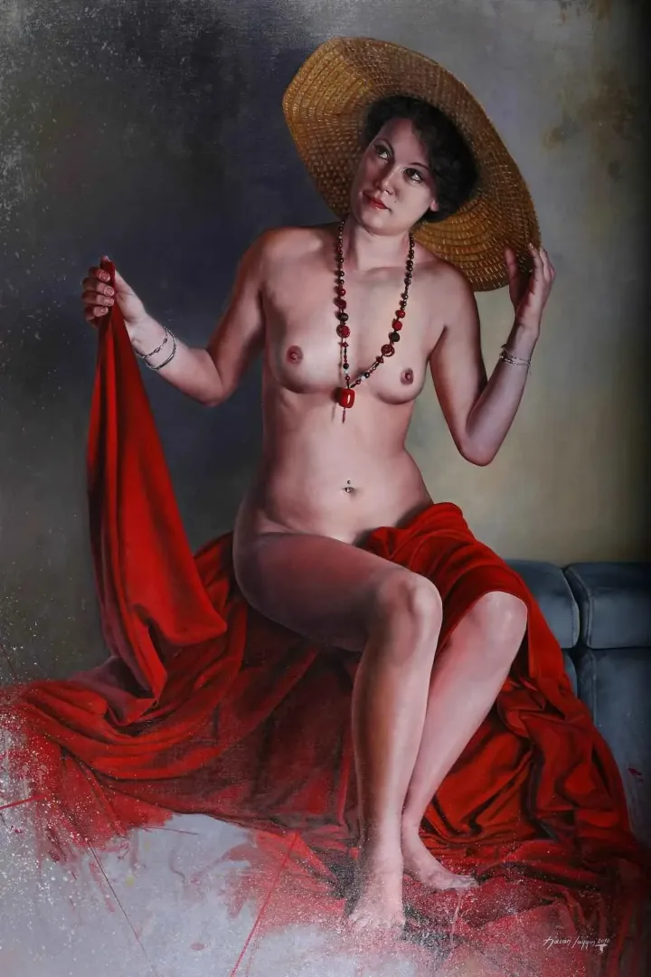 yakınlaştır "Collier rouge" eseri HASAN SAYGIN tarafından 2016 yılında 116x89 cm ölçülerinde Tuval üzeri yağlı boya tekniği ile yapılmıştır.