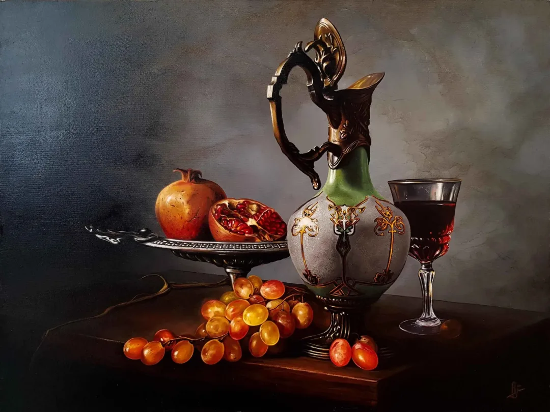 yakınlaştır "Kadeh" eseri HÜSEYİN FEYZULLAH tarafından 60x80 cm ölçülerinde Tuval üzeri yağlı boya tekniği ile yapılmıştır.