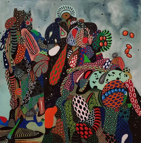 LEVENT OYLUÇTARHAN — 2018 Bu eser LEVENT OYLUÇTARHAN tarafından 2018 yılında 60x60 cm ölçülerinde Tuval üzeri akrilik boya tekniği ile yapılmıştır.