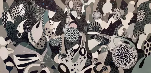 Bu eser LEVENT OYLUÇTARHAN tarafından 2018 yılında 60x117 cm ölçülerinde Tuval üzeri yağlı boya tekniği ile yapılmıştır.