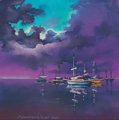 Bu eser MEHMET EMİN ÖZER tarafından 2017 yılında 30x30 cm ölçülerinde Tuval üzeri yağlı boya tekniği ile yapılmıştır.