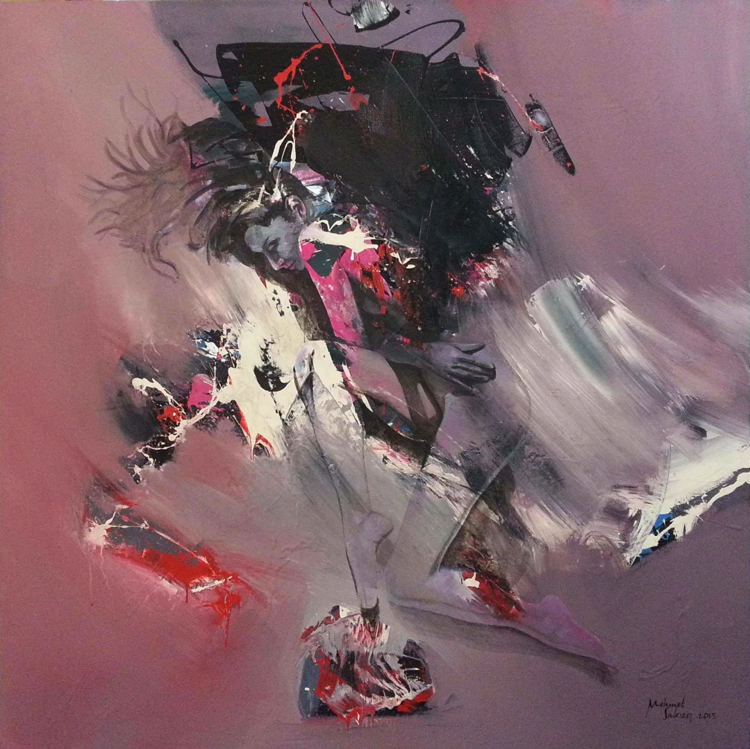 "Kırık Pembe" eseri MEHMET SAKIZCI tarafından 2015 yılında 140x140 cm ölçülerinde Tuval üzeri akrilik boya tekniği ile yapılmıştır.