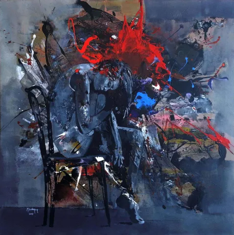 "İstanbul 2" eseri MEHMET SAKIZCI tarafından 2017 yılında 100x100 cm ölçülerinde Tuval üzeri akrilik boya tekniği ile yapılmıştır.