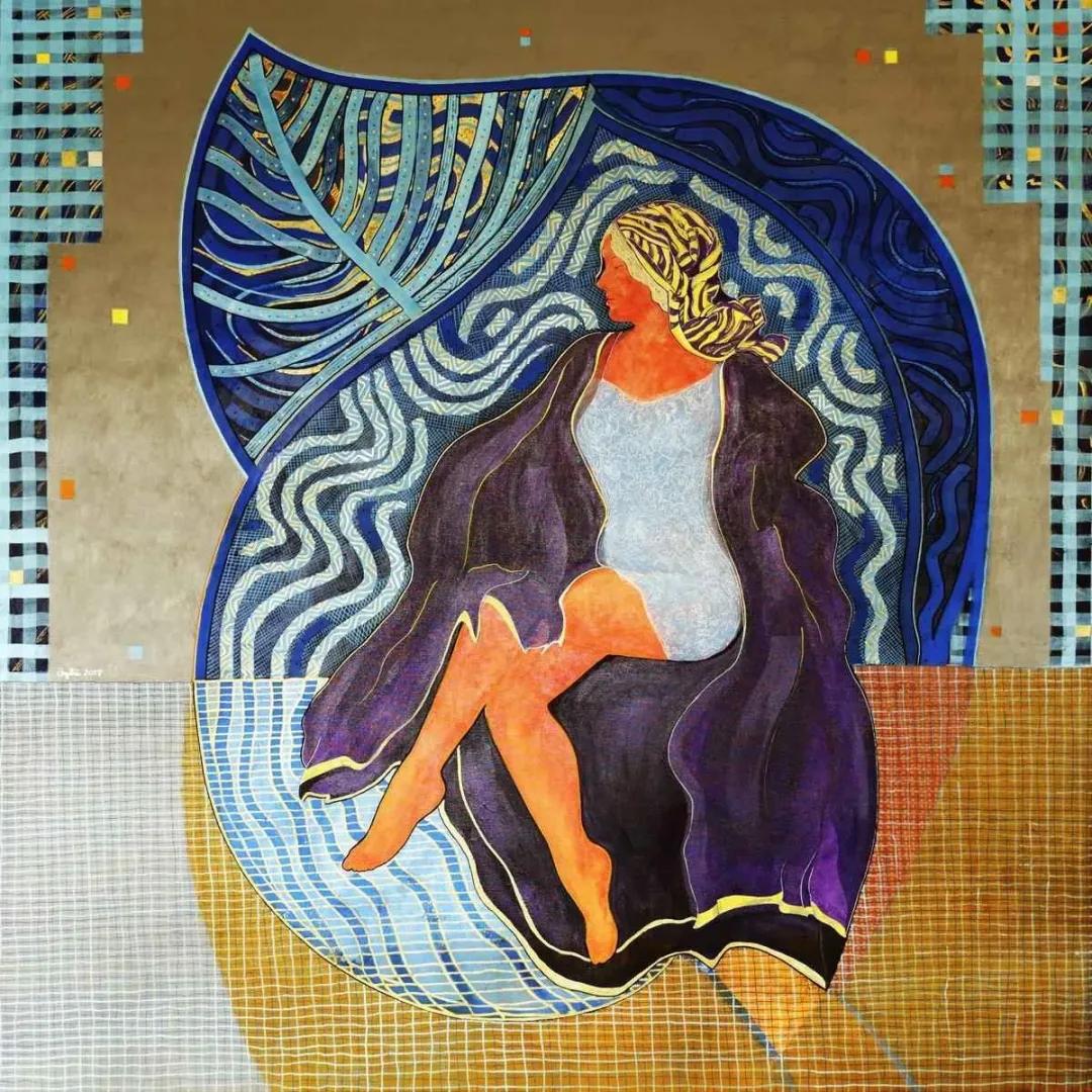 yakınlaştır "Mor Kaftanlı Kadın" eseri NECMETTİN ÖZLÜ tarafından 130x130 cm ölçülerinde Tuval üzeri akrilik boya tekniği ile yapılmıştır.