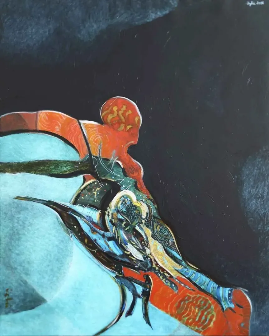 yakınlaştır "Oturan Adam" eseri NECMETTİN ÖZLÜ tarafından 100x80 cm ölçülerinde Tuval üzeri yağlı boya tekniği ile yapılmıştır.