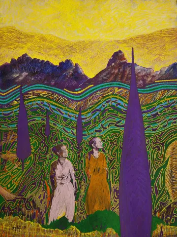 "Yürüyüş" eseri NECMETTİN ÖZLÜ tarafından 40x30 cm ölçülerinde Tuval üzeri akrilik boya tekniği ile yapılmıştır.