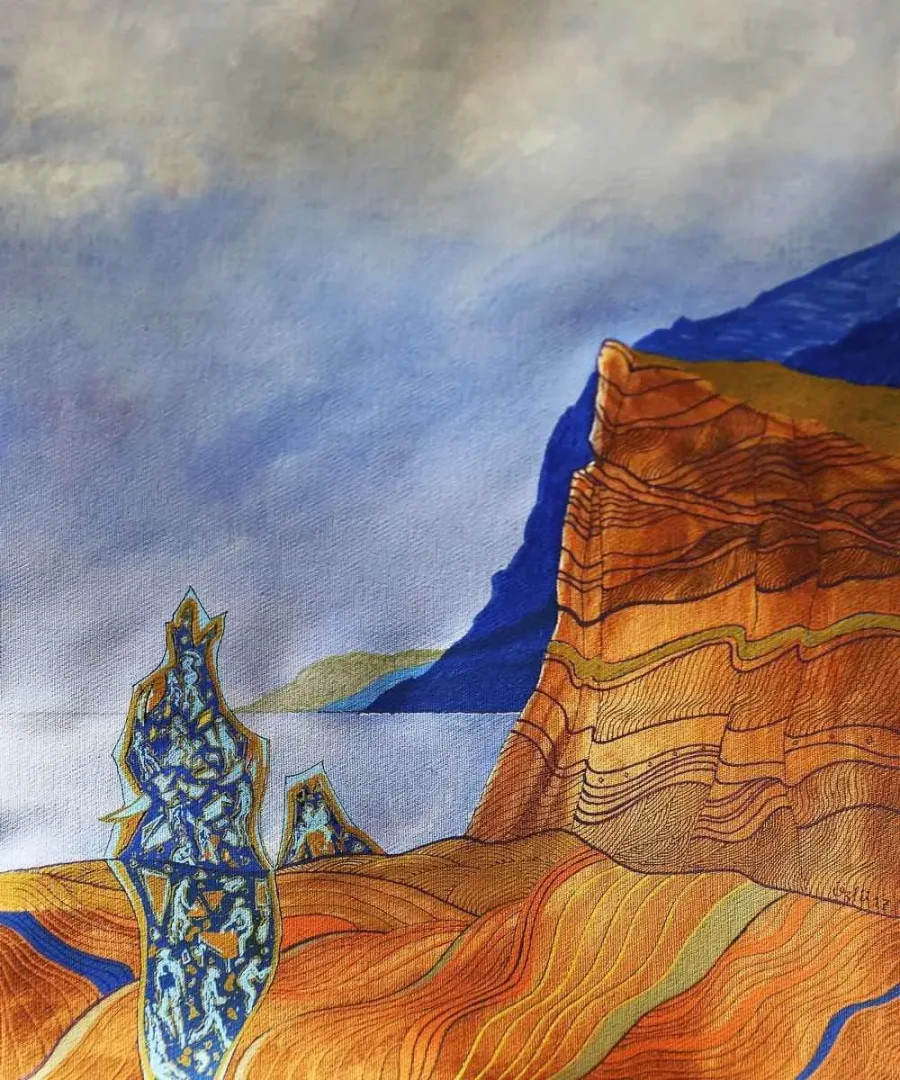 yakınlaştır "Peyzaj" eseri NECMETTİN ÖZLÜ tarafından 40x30 cm ölçülerinde Tuval üzeri akrilik boya tekniği ile yapılmıştır.