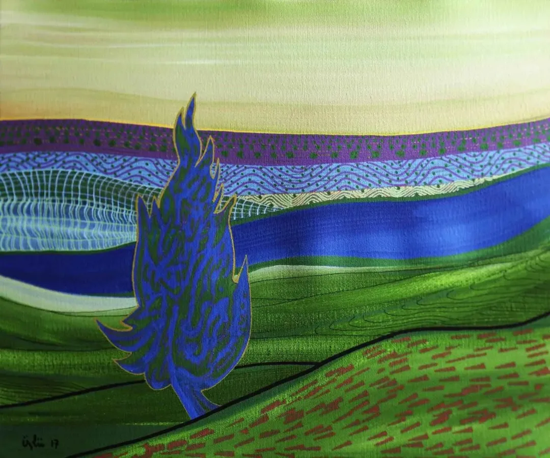 "Peyzaj" eseri NECMETTİN ÖZLÜ tarafından 30x40 cm ölçülerinde Tuval üzeri akrilik boya tekniği ile yapılmıştır.
