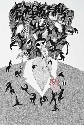 NECMİ GÜRSELER — “İlkel Benlik”, 2018 "İlkel Benlik" eseri NECMİ GÜRSELER tarafından 2018 yılında 150x100 cm ölçülerinde Tuval üzeri yağlı boya tekniği ile yapılmıştır.