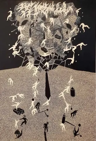 NECMİ GÜRSELER — “İlkel Benlik”, 2018 "İlkel Benlik" eseri NECMİ GÜRSELER tarafından 2018 yılında 150x100 cm ölçülerinde Tuval üzeri yağlı boya tekniği ile yapılmıştır.
