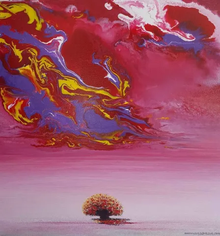 Bu eser NUMAN ARSLAN tarafından 60x60 cm ölçülerinde Tuval üzeri akrilik boya tekniği ile yapılmıştır.