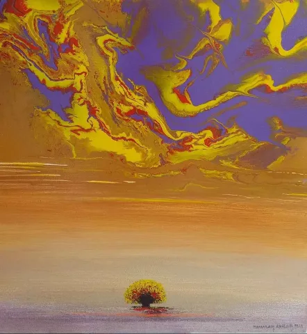 Bu eser NUMAN ARSLAN tarafından 60x60 cm ölçülerinde Tuval üzeri akrilik boya tekniği ile yapılmıştır.
