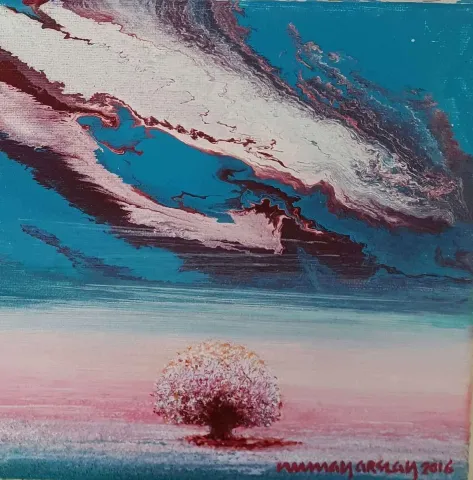 Bu eser NUMAN ARSLAN tarafından 20x20 cm ölçülerinde Tuval üzeri akrilik boya tekniği ile yapılmıştır.