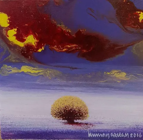 Bu eser NUMAN ARSLAN tarafından 20x20 cm ölçülerinde Tuval üzeri akrilik boya tekniği ile yapılmıştır.