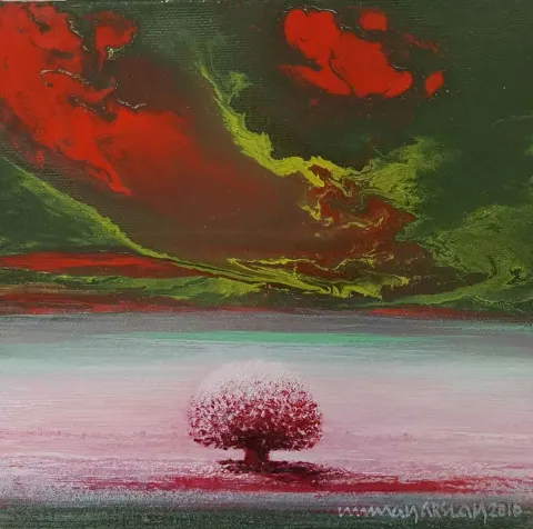 Bu eser NUMAN ARSLAN tarafından 20x20 cm ölçülerinde Tuval üzeri akrilik boya tekniği ile yapılmıştır.