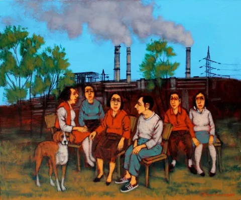 Bu eser ORHAN UMUT tarafından 2017 yılında 50x60 cm ölçülerinde Tuval üzeri akrilik boya tekniği ile yapılmıştır.