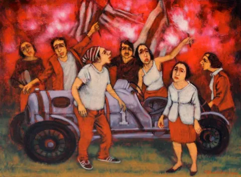 Bu eser ORHAN UMUT tarafından 2017 yılında 50x60 cm ölçülerinde Tuval üzeri akrilik boya tekniği ile yapılmıştır.