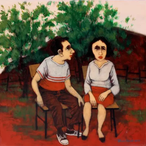 Bu eser ORHAN UMUT tarafından 2017 yılında 60x60 cm ölçülerinde Tuval üzeri akrilik boya tekniği ile yapılmıştır.