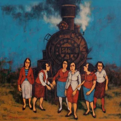 Bu eser ORHAN UMUT tarafından 2017 yılında 70x70 cm ölçülerinde Tuval üzeri akrilik boya tekniği ile yapılmıştır.