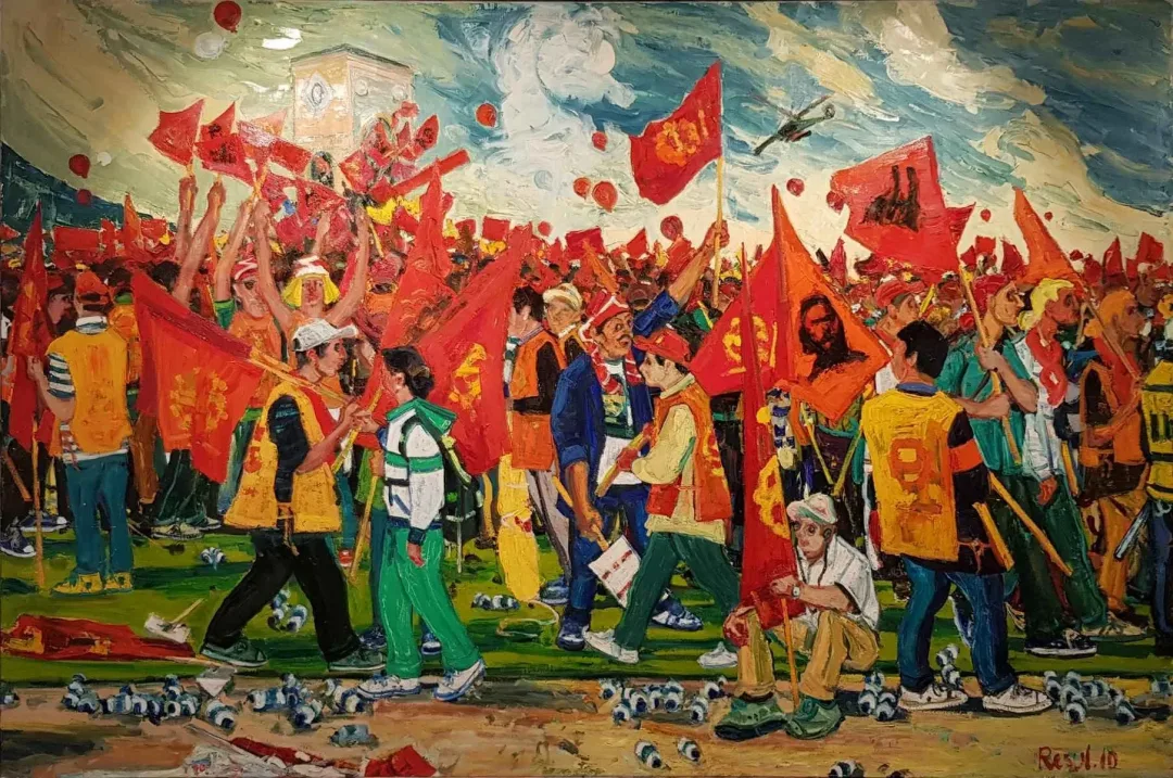 yakınlaştır "01 Mayıs 2010." eseri RESUL AYTEMÜR tarafından 2010 yılında 200x300 cm ölçülerinde Tuval üzeri yağlı boya tekniği ile yapılmıştır.