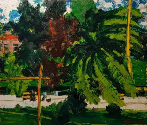 "Peyzaj" eseri RESUL AYTEMÜR tarafından 2017 yılında 100x120 cm ölçülerinde Tuval üzeri yağlı boya tekniği ile yapılmıştır.