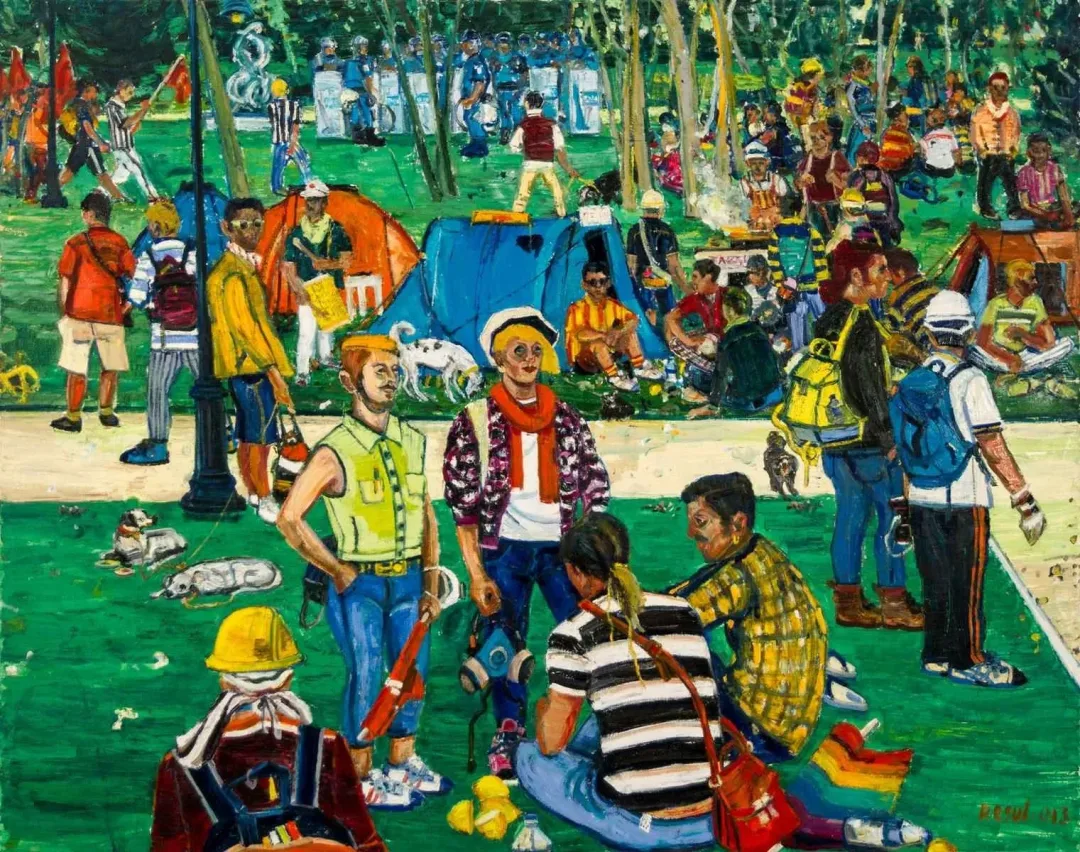 yakınlaştır "Gezi- 2" eseri RESUL AYTEMÜR tarafından 2013 yılında 200x250 cm ölçülerinde Tuval üzeri yağlı boya tekniği ile yapılmıştır.