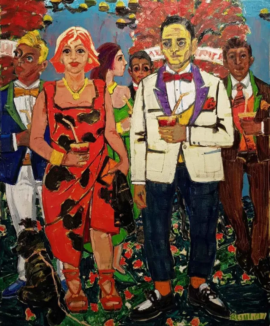 yakınlaştır "Düğün-3" eseri RESUL AYTEMÜR tarafından 2017 yılında 140x116 cm ölçülerinde Tuval üzeri yağlı boya tekniği ile yapılmıştır.