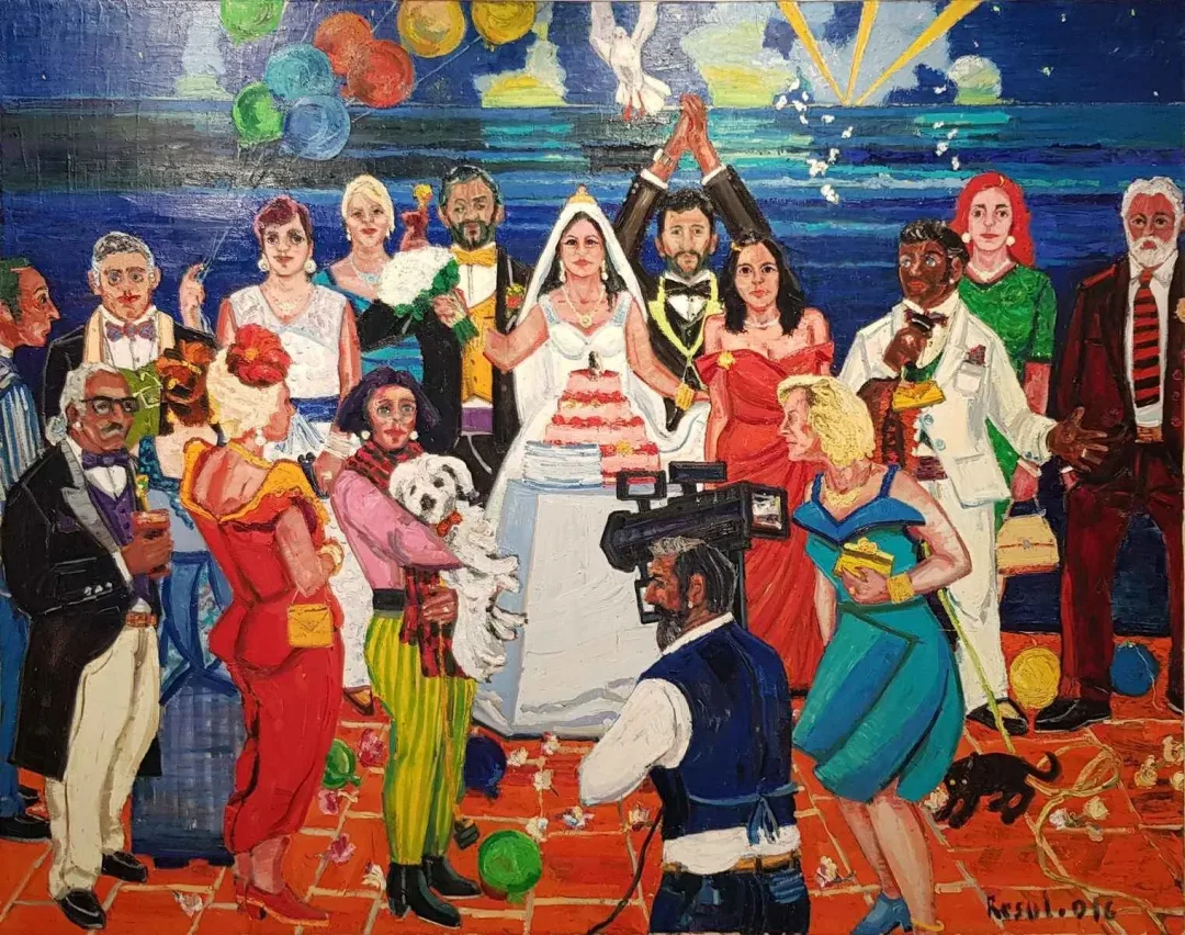 yakınlaştır "Düğün-4" eseri RESUL AYTEMÜR tarafından 2016 yılında 190x240 cm ölçülerinde Tuval üzeri yağlı boya tekniği ile yapılmıştır.