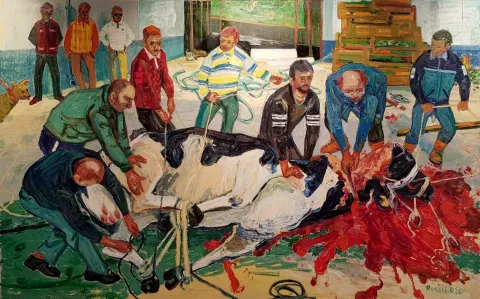 "Kurbanm" eseri RESUL AYTEMÜR tarafından 2010 yılında 200x320 cm ölçülerinde Tuval üzeri yağlı boya tekniği ile yapılmıştır.