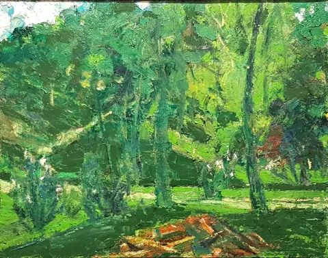 "Ihlamurdan Peyzaj" eseri RESUL AYTEMÜR tarafından 2016 yılında 50x67 cm ölçülerinde Tuval üzeri yağlı boya tekniği ile yapılmıştır.