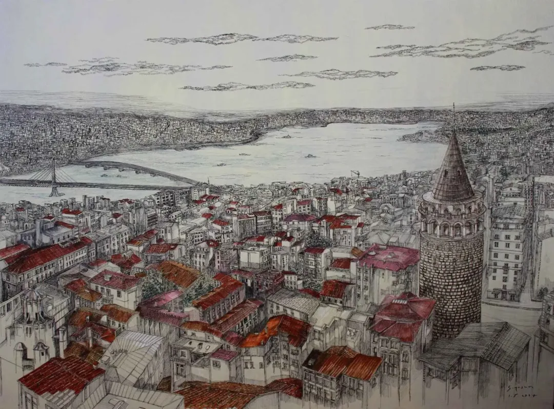 yakınlaştır "İstanbul" eseri SÜMEYYE YUŞAN tarafından 2018 yılında 90x120 cm ölçülerinde Tuval üzeri karışık teknik tekniği ile yapılmıştır.